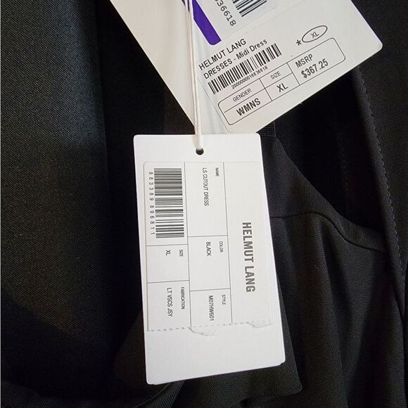 NWT Helmut Lang Midi Cut Out Black Dress - Picture 14 of 14